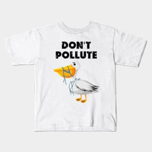 funny don't pollute happy Earth day 2024 Kids T-Shirt